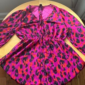 Vibrant Pink and Black Animal Print Blouse